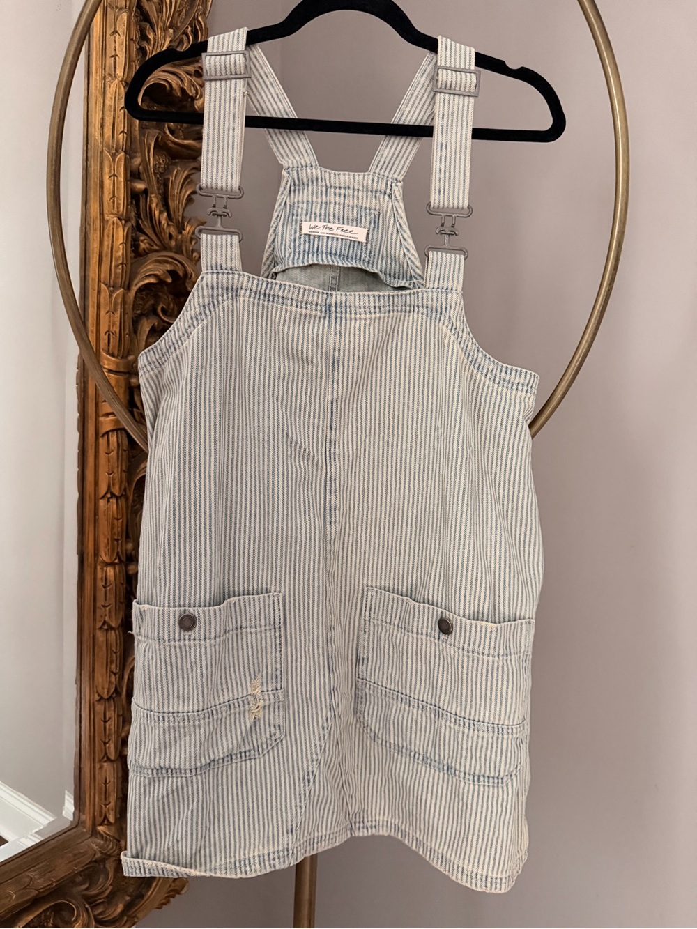 Free People Railroad Striped Denim Overall Dress in size M - Picture 9 of 9